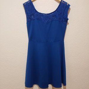 American Apparel blue sleeveless dress with lace accent. Size L.